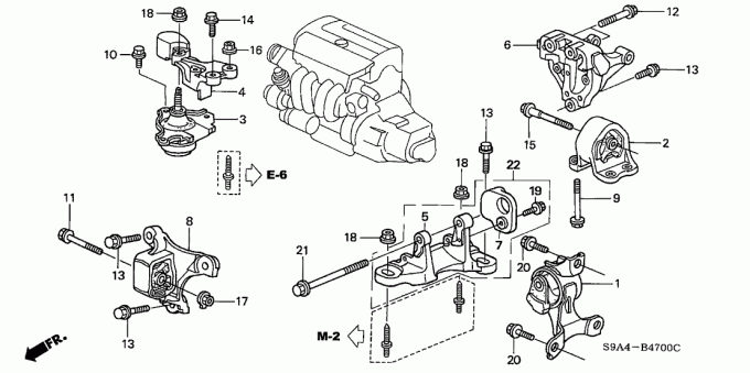 前部右のゴム製エンジン マウント ホンダ・シビックCRV 2002-2005 2.0 L 2.4 L OEM# 50840-S7C-000