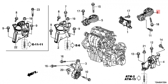 後部より低いホンダCR-V 2012 2013 2014 RE1エンジンのTorquerodのダンパー2.4 L 50890-T0A-A81